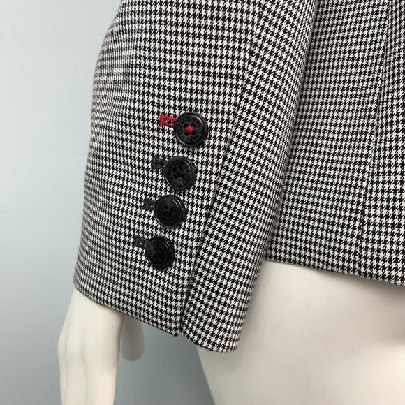 Talbots Women's 12 Single Button Stretch Blazer Jacket Black White Houndstooth - Picture 6 of 16